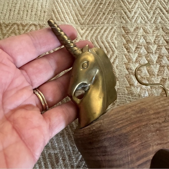 Vintage Brass and Wood Unicorn Figurine Boho Vibes - Picture 4 of 6